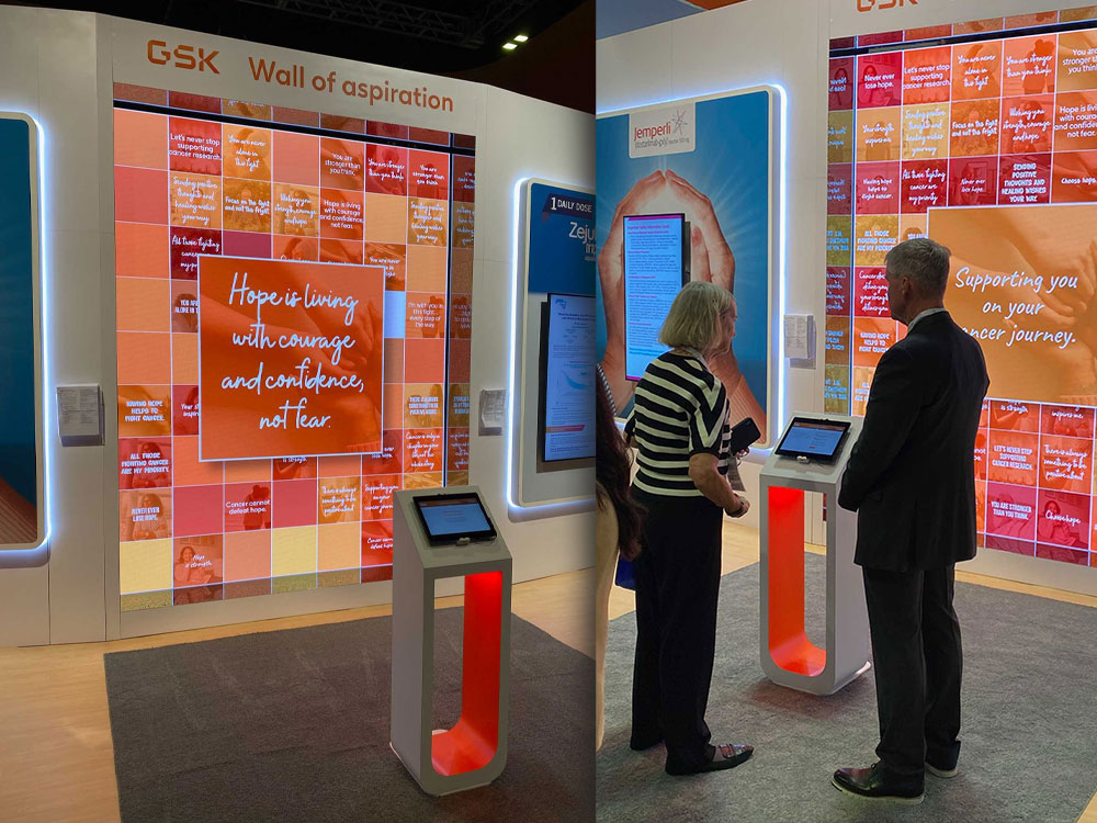 messages of hope two screen experience for photo creation and display in a photo mosaic that is animated